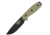 Esee Model 4 3D Fixed Blade Canvas Knife, 4.5 black powder coated 1095HC steel blade, Green canvas micarta handle, 4PB-017