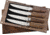 Ferrum Reserve 4pc Steak Set Kitchen Knives, 9in Overall, 5in Satin Steel Blade, Reclaimed Hardwood Handle, Set Of Four Steak Knives, Wooden Gift Box, RSRV-SET-0400