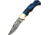FH Knives Damascus Blue Folding Knife, 3.75in Closed, 2.75in, Damascus Steel Clip Point Blade, Blue Pakkawood Handle, Leather Sheath, BLUE-001