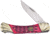 Frost Bear Claw Red Jig Bone Folding Knife, 3.75in Satin SS Clip Point Blade, Red Jigged Bone Handle, OC-549RJB