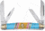Frost Congress Silverhorse Folding Knife, Red, blue, and yellow turquoise and abalone handle, SHS-115BARY