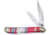 Frost Peanut Turquoise Silverhorse Folding Knife, Red and blue turquoise and mother of pearl handle, SHS-107RBW