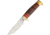 Frost Trophy Stag Skinner Knife, Trophy Stag, 9.5in Overall, 4.88in Satin SS Blade, Brass Guard, Walnut And Red Pakkawood Handle, Brown Leather Sheath, TS-207