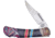 Frost Warrior Folding Knife, Black wood and red and blue turquoise handle with , SHS-123BRB