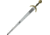 Gladius Cinquedea Sword, 31 unsharpened carbon steel blade, Aged brass finish metal alloy handle, 295
