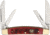 Hen &amp; Rooster Congress Red Pick Bone Folding Knife,Stainless Steel,Standard Edge,Pen,Sheepsfoot and Spear,Mirror Polish,Red,Bone Handle HR364RPB