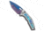 Heretic Knives Heretic Knives Custom Medusa Automatic Knife Ti/Abalone 3" Blue Damascus, Blue, Damascus, adult, BHQ-101419