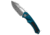 Heretic Knives Heretic Knives Pariah Manual Button Lock Knife Blue Aluminum 3.8" Battleworn, Blue, CPM MagnaCut, adult, BHQ-209288