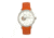 Heritor Automatic Landon Semi-Skeleton Leather-Band Watch, Silver/Orange, HERHR7703