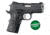 Hogue 1911 Officers Laser Enhanced Grip, Green Laser, Checkered, Reinforced Blackwood, Blackwood, 43681