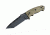Hogue EX-F01 5.5in Fixed Tanto A-2 Steel Blade w/Black Automatic Retention Sheath, Black Finish, G10 Olive Drab Green Scales 35128