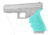 Hogue Glock HandAll Beavertail Grip Sleeve, Glock 17/17L/19X/34/34 MOS, Gen 1/2/5, Aqua, 17024