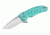 Hogue X1-Microflip Folding Knife, 2.75in Drop Point Blade, Tumble Finish Alum Frame, Matte Aqua Blue, 24173