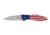 Kershaw Leek USA Folding Knife, 3in, 14C28N, Drop Point Blade, 6061-T6 Aluminum, Red/White/Blue Handle, 1660USA
