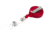 Key-Bak Mini-Bak ID Retractable Reel w/ 36in Nylon Cord, Steel Belt Clip, Vinyl ID Strap, Translucent Red 0219-011