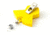 Key-Bak Retract-A-Badge ID YELLOW RIBBON Shaped 5-Pack Retractable Reel w/ 36in Cord, Swivel Bulldog Clip, Vinyl ID Strap, Yellow 0308-757