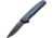 Kizlyar Biker-Z V2 Folding Knife,3.625in,Gray Titanium AUS-8 Stainless Blade,Contoured 3D Textured Blue/Gray G-10 Handle KK0129