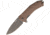 Lionsteel KUR Linerlock Br Stonewash Folding Knife,3.375in,Standard Edge,Drop Point,Black Stonewash,Brown,G10 Handle LSTKURBBR