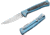 Lionsteel Skinny Framelock Folding Knife by Michele Pensato, 4.5in Closed, 3.5in Stonewash CPM MagnaCut Stainless Blade, Blue Titanium Handle, SK01BL
