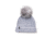 Mackage Doris Classic Knit Hat w/ Fox Fur Pompom - Womens, Grey, One Size, Doris-R-Grey