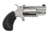 North American Arms Pug Revolver, .22 Winchester Magnum Rimfire, 1 in barrel, stainless steel frame, black rubber grip, revolving chamber, single-action, no manual safety, tritium bar-dot, 5 round magazine, NAA-PUG-FRRMPG