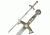 Master Cutlery Fixed Blade, 40.5in, Stainless Steel Blade, Gold Metal Plate On Handle D-5001