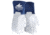 MCR Safety Mustang Leather Welding Work Gloves, Premium Top Grain Goatskin Leather, 4in Split Cowskin Leather Cuff, White Gray and Blue, Small, 4853S