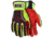 MCR Safety Predator Mechanics Work Gloves, Textured PVC Coated Palm, Tire Tread Pattern TPR Back of Hand Protection, Slip on Wrist with ID Pad, Red/Green, Small, PD2906S