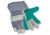 MCR Safety Split Leather Double Palm Work Gloves, Economy Grade Leather, 2.5in Rubberized Safety Cuff, Gray and Green, Large, 12010DP