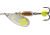 Mepps Aglia-e In-Line Spinner, 2 1/2in, 1/4 oz, Treble Hook w/Egg, Silver-Hot Chartreuse, BE3 SHC