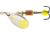 Mepps Aglia-e In-Line Spinner, 2 1/4in, 1/6 oz, Treble Hook w/Egg, Silver-Hot Chartreuse, BE2 SHC