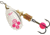 Mepps Aglia-e In-Line Spinner, 2 1/4in, 1/6 oz, Treble Hook w/Egg, Silver-Hot Pink, BE2 SHP