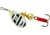 Mepps Aglia In-Line Spinner 1/12 oz, Plain Treble Hook Silver/Black/White Blade, B0 S/BW