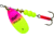Mepps Aglia In-Line Spinner 1/3 oz, Plain Treble Hook, Hot Pink &amp; Chartreuse Blade, B4 HPC