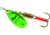 Mepps Aglia In-Line Spinner 1/4 oz, Plain Treble Hook, Green &amp; Platinum Blade, B3 GRP