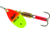 Mepps Aglia In-Line Spinner 1/4 oz, Plain Treble Hook, Hot Orange &amp; Chartreuse Blade, B3 HOC