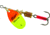 Mepps Aglia In-Line Spinner 1/6 oz, Plain Treble Hook, Hot Orange &amp; Chartreuse Blade, B2 HOC