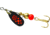 Mepps Black Fury In-Line Spinner, 1/12 oz, Plain Treble Hook Black with Fluorescent Red Dots, BF0 Fl