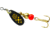 Mepps Black Fury In-Line Spinner, 1/12 oz, Plain Treble Hook Black with Yellow Dots, BF0 Y
