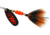 Mepps Black Fury In-Line Spinner, 1/3 oz, Dressed Treble Hook, Fluorescent Red Dot Blade with Gray &amp; Orange Tail, BF4T Fl