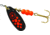 Mepps Black Fury In-Line Spinner, 1/3 oz, Plain Treble Hook Black with Fluorescent Red Dots, BF4 Fl