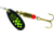 Mepps Black Fury In-Line Spinner, 1/4 oz, Plain Treble Hook Black with Chartreuse Dots, BF3 CH