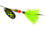 Mepps Black Fury In-Line Spinner, 1/6 oz, Dressed Treble Hook, Chartreuse Dot Blade with Gray &amp; Chartreuse Tail, BF2T CH