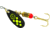 Mepps Black Fury In-Line Spinner, 1/6 oz, Plain Treble Hook Black with Chartreuse Dots, BF2 CH