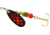 Mepps Black Fury In-Line Spinner, 1/6 oz, Plain Treble Hook Black with Fluorescent Red Dots, BF2 Fl