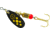 Mepps Black Fury In-Line Spinner, 1/6 oz, Plain Treble Hook Black with Yellow Dots, BF2 Y