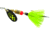 Mepps Black Fury In-Line Spinner, 1/8 oz, Dressed Treble Hook, Chartreuse Dot Blade with Gray &amp; Chartreuse Tail, BF1T CH