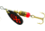Mepps Black Fury In-Line Spinner, 1/8 oz, Plain Treble Hook Black with Fluorescent Red Dots, BF1 Fl