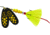 Mepps Double Blade Black Fury In-Line Spinner, 1/2 oz Dressed Treble, Yellow Dot &amp; Tail, BFD5T Y2-Y