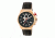 Mens M39 Series Watch,43mm,Black Analog Dial,Rose Gold Bezel,Black Leather Band